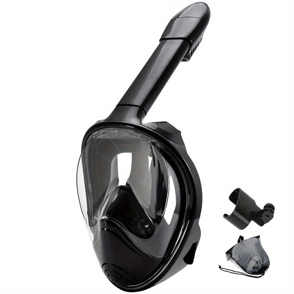 Full Face Snorkel Mask With Camera Mount, 180 Degree Panoramic View