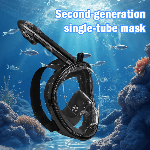 Full Face Snorkel Mask for Adults, 180° View Snorkeling Gear with Camera Mount, Anti-Fog