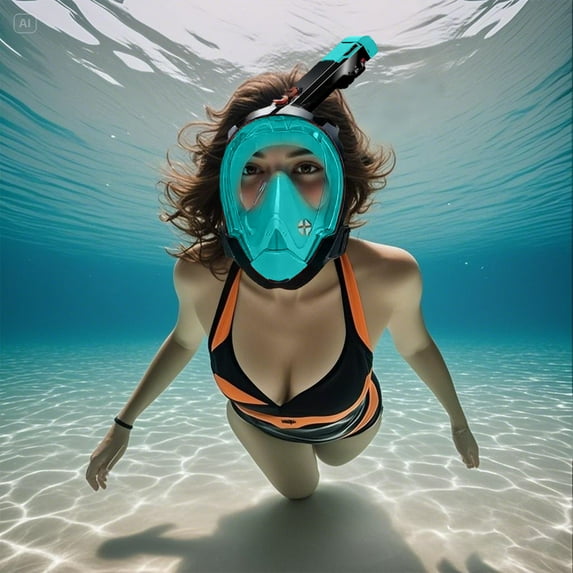 Full Face Snorkel for Adults Youth Kids 180 Panoramic View Diving Gear with Fog Leak Technology Adjustable Straps Camera Mount