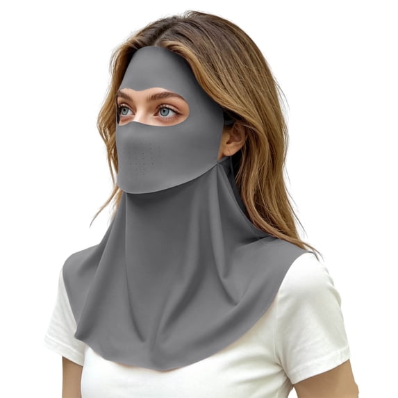 Full Face Sun Mask for Women Breathable UV Protection with Neck Coverage, Summer Outdoor Mask Dark Gray Free size(Free Size)