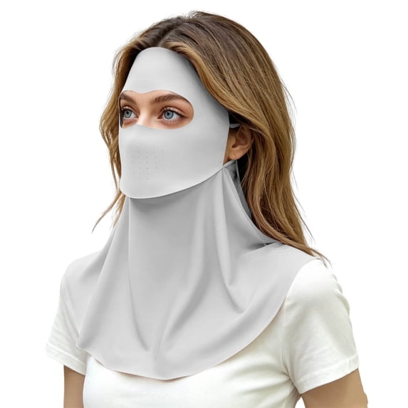 Full Face Sun Mask for Women Breathable UV Protection with Neck Coverage, Summer Outdoor Mask Gray Free size(Free Size)