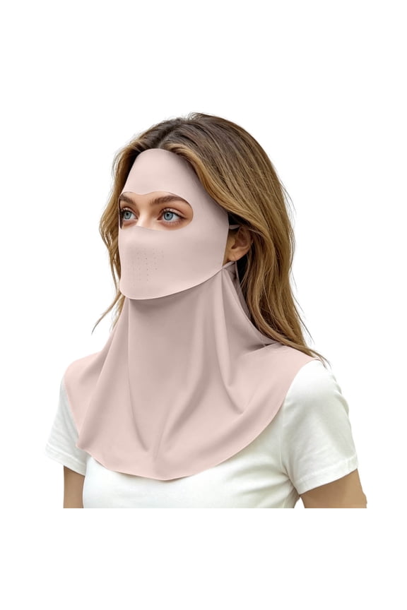 Full Face Sun Mask for Women Breathable UV Protection with Neck Coverage, Summer Outdoor Mask Pink Free size(Free Size)