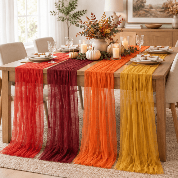 Dc Runner Full Fall 29 x 71 Inch Cheesecloth Table Runner Set of 8 for ...