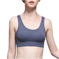 thumbnail image 1 of Full-Figure Bra Women Plus Size Yoga Bralettes Running Underwear Composite Fabric Pullover Sports Bra V-Neck Back-Smoothing Bra Feature Hook and Eye Closure Molded Bra Style Y-567 , Navy M, 1 of 6