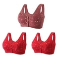 thumbnail image 1 of Full-Figure Bra Women Seamless Bra Feature V-Neck Wire-Free Bra Style W-661 Wine 4XL, 1 of 8