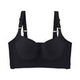 thumbnail image 1 of Full Figure Bras for Women Plus Size Seamless Bra Feature V-Neck Sport Bra Style W-1699 Hook and Eye Closure BralettesPush Up Black S, 1 of 6