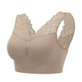 thumbnail image 1 of Full Figure Plus Size ComfortLift Rose Lace Wirefree Support Bra,Sexy Deep V Neck Women's Comfort Lace Bra, 1 of 3