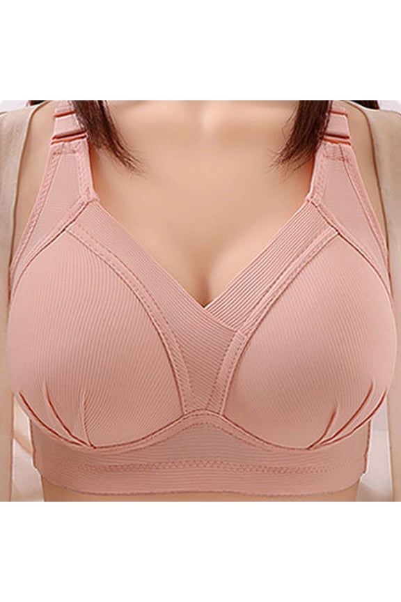 Full Figure Support Bra Seamless Wireless Comfort Everyday Wear Side Coverage Lift Plus Size Underwire Free Inner, 36, Light Pink