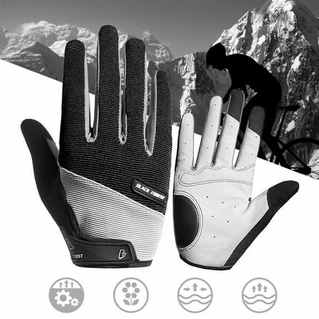 Full Finger Cycling Gloves with Padding, Anti-Slip, Shock Absorbing, Breathable, Touchscreen Riding Dirty Mountain Bike Gloves for BMX, MTB Riding, Road Racing, Bicycle