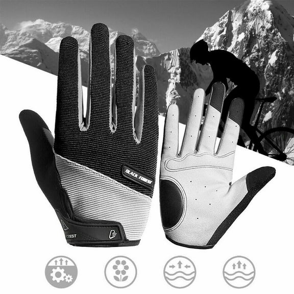 Full Finger Cycling Gloves with Padding, Anti-Slip, Shock Absorbing, Breathable, Touchscreen Riding Dirty Mountain Bike Gloves for BMX, MTB Riding, Road Racing, Bicycle