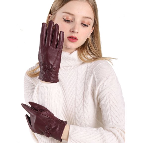 Full Finger Motorcycle Leather Gloves Winter Warm Real Leather Gloves for Women