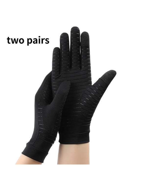 Full Finger Touch Screen Compression Support Gloves for Men & Women, Soft Stretchy Hand Gloves for Daily Typing Workout Household Use 2 Pairs