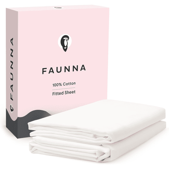 FAUNNA Full Fitted Sheet, 100% Long Staple Cotton, 800 Thread Count Sateen, Deep Pocket, Soft & Breathable, White, 1 Piece
