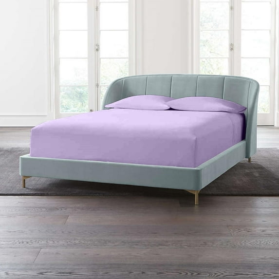24" Deep Pockets - Full Fitted Sheet with 2 Pillowcases 1000-TC Organic Cotton 3-PC Set - Lilac