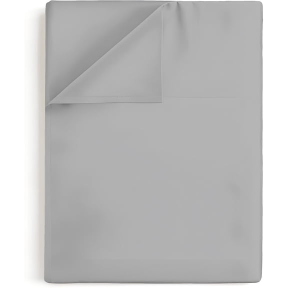 Full Flat Sheet - 100% Egyptian Cotton, 600 Thread Count Sateen Weave - Ultra-Soft, Breathable, and Cooling - Premium Hotel-Quality Top Sheet Only - (Light Grey, Full)