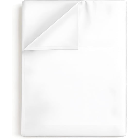 Full Flat Sheet - 100% Egyptian Cotton, 600 Thread Count Sateen Weave - Ultra-Soft, Breathable, and Cooling - Premium Hotel-Quality Top Sheet Only - (White, Full)