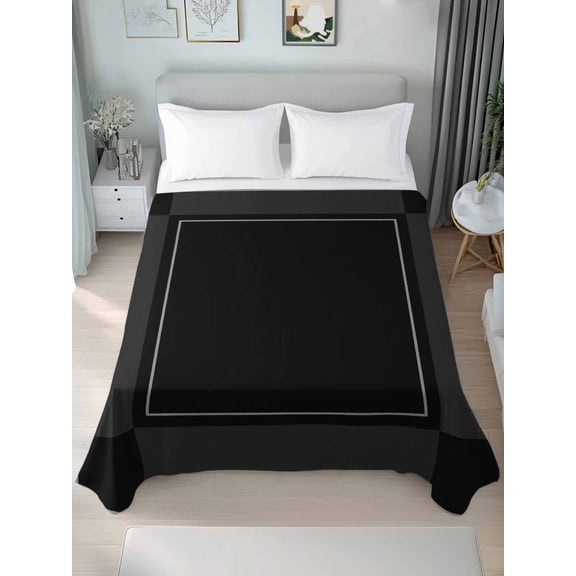 Full Flat Sheet Only Modern Minimalist Black Plaid Soft Microfiber Cooling Bedding Sheets Abstract Geometric Texture Flat Bed Sheet for Hotel,Home Decor