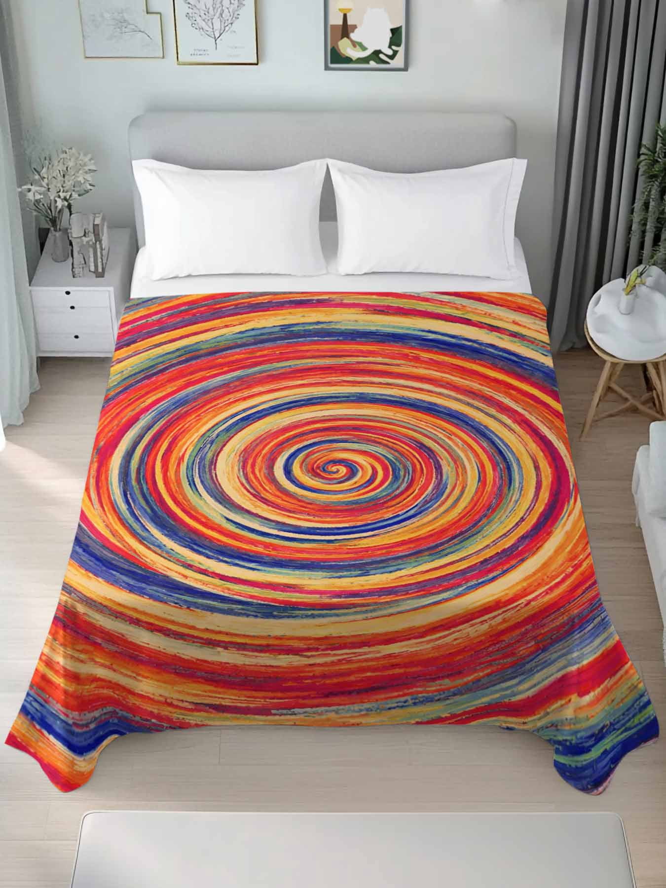 Abstack Sheef Full Flat Sheet Only Colorful Swirling Abstract Boho Style Soft ...