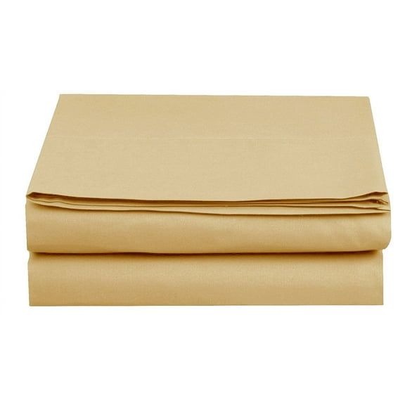 Full Flat Sheet Soft Brushed Microfiber Fabric - Shrinkage & Fade Resistant Top Sheets - Easy Care , Gold