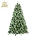 thumbnail image 1 of Full Flocked Christmas Tree 5ft–9ft – Hinged PE/PVC Mixed Pine, 350–1964 Tips, Available Unl Easy Holiday Display  HOT STAR FINEST, 1 of 10
