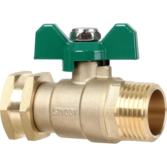 Full Flow Brass Garden Hose Shut Off Valve, Heavy Duty 1-Way No Restricted-Flow Water Shut-Off Connector, 3/4 GHT High Flow Hose Ball Valve Adapter Coupling, Lawn Hose-end Flow Control Valve