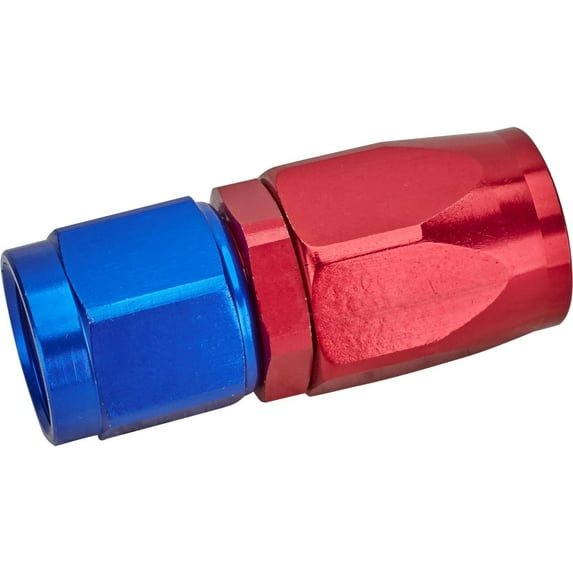 Full Flow Swivel Hose End Fitting, Straight, Red/Blue, -6 AN