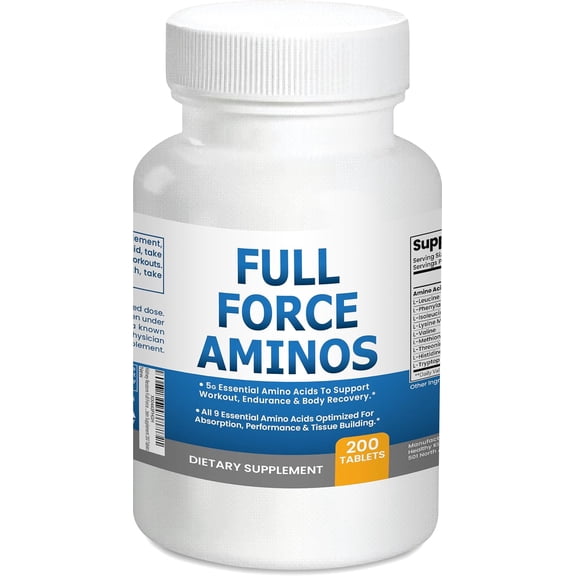 Full Force Amino Acid Supplement, 200 Tablets for Workout Recovery