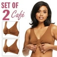 thumbnail image 1 of Carole Martin Full-Freedom Cotton Comfort Bra Wireless Front Closure Style 7276 Set of 2-Cafe 38, 1 of 37