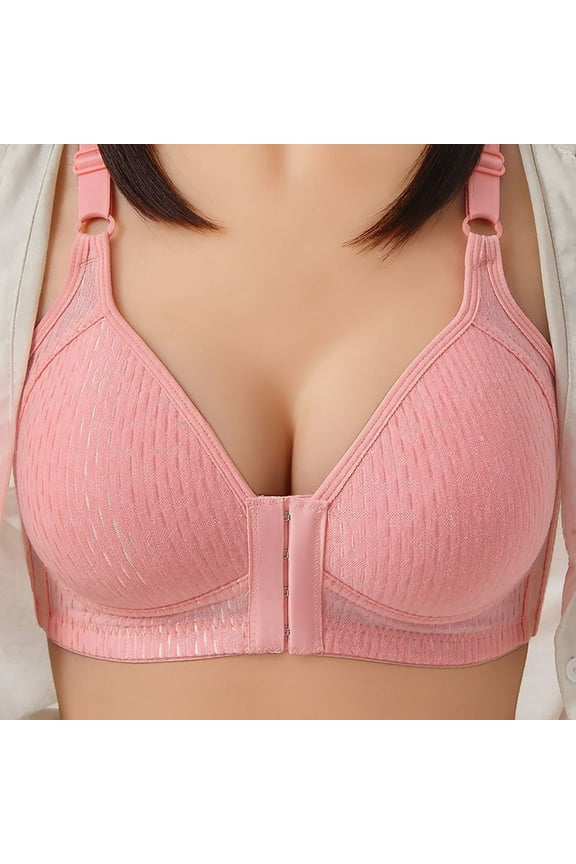 Full Freedom Front Closure Bra For Women Wire Free Underwear One-Pack Bracomfortable Breathable Push-Up Everyday Underwear Pink XXL