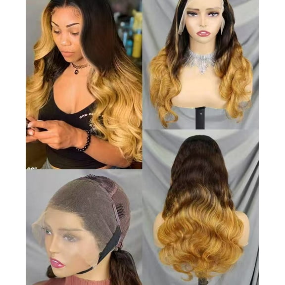 Full Frontal Lace Glueless 22inch Wig Multi Colors BODY WAVE 200% High-Density Pre-Plucked Human Hair Wigs Long Hair