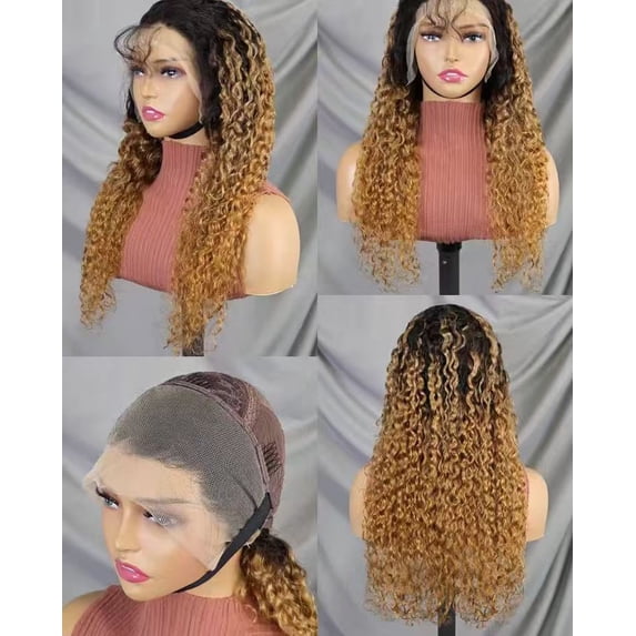 Full Frontal Lace Glueless 22inch Wig WATER WAVE 220% High-Density Pre-Plucked Human Hair Wigs Long Hair
