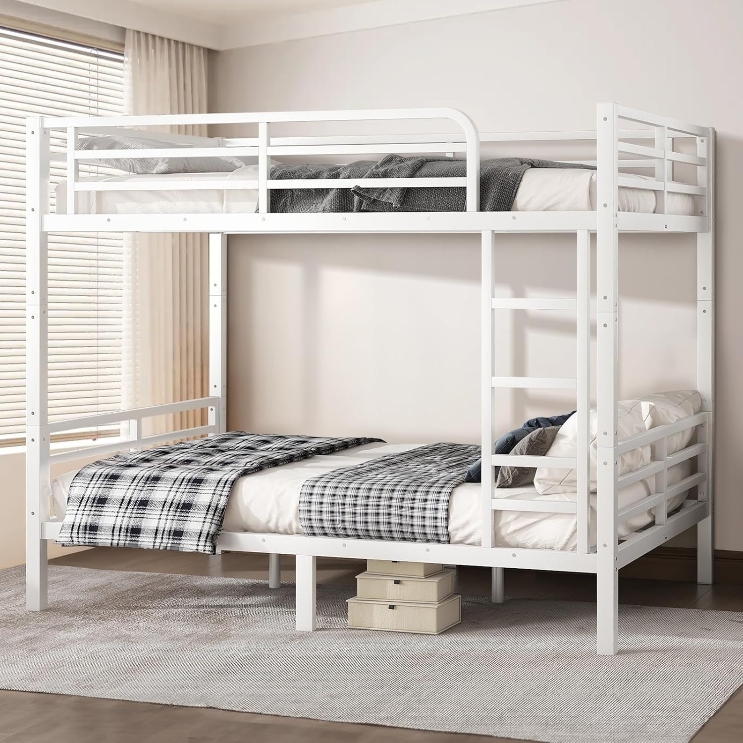 Full Over Full Metal Bunk Bed Frame for Adults & Teens, Heavy Duty ...