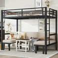 thumbnail image 1 of Full over Full size pull-out Metal Bunk Bed Frame with Safety Guard Rails and Ladder, Lower Bunk Can be Pulled Out in 3 sections for Bedroom, Apartment, Mattress Not Included, Black, 1 of 9
