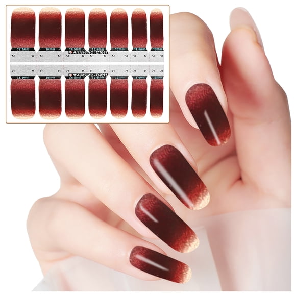 Full Glitter Gradient Nail Polish Strips Self Decal Stickers For Women Girls Design Wraps Sets