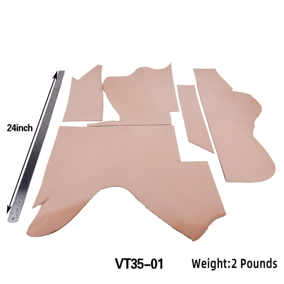 Full Grain  8/9OZ Veg-tan Cowhide Leather Scraps Leftover Leather Pieces 2 Pounds