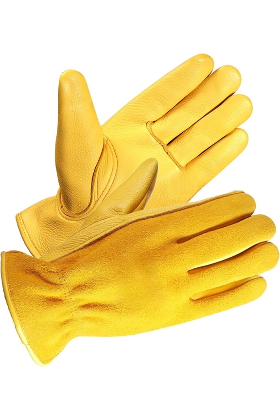Full Grain Deerskin Leather Gloves for Men and Women, Extra Soft and Hands Protection, 3D Ergonomic Design