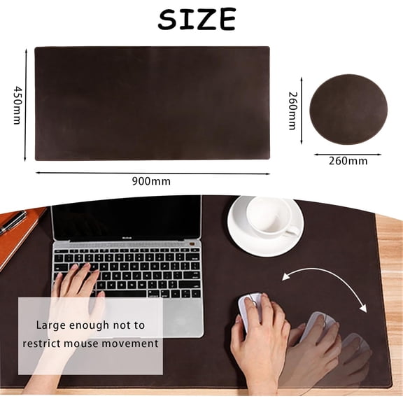 Full Grain Genuine Leather Desk Pad Large Retro Mouse Pad 35.8" x 18.1" Vintage Leather Desk Protector Desktop Cover Non-Slip Writing Blotter Coffee Bar Mat for Office Home