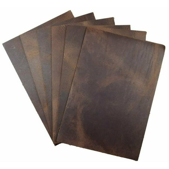 Full Grain Leather 4"x6" Set of 6 Special Offer 100% Cowhide 5/6oz 2.0mm Brown