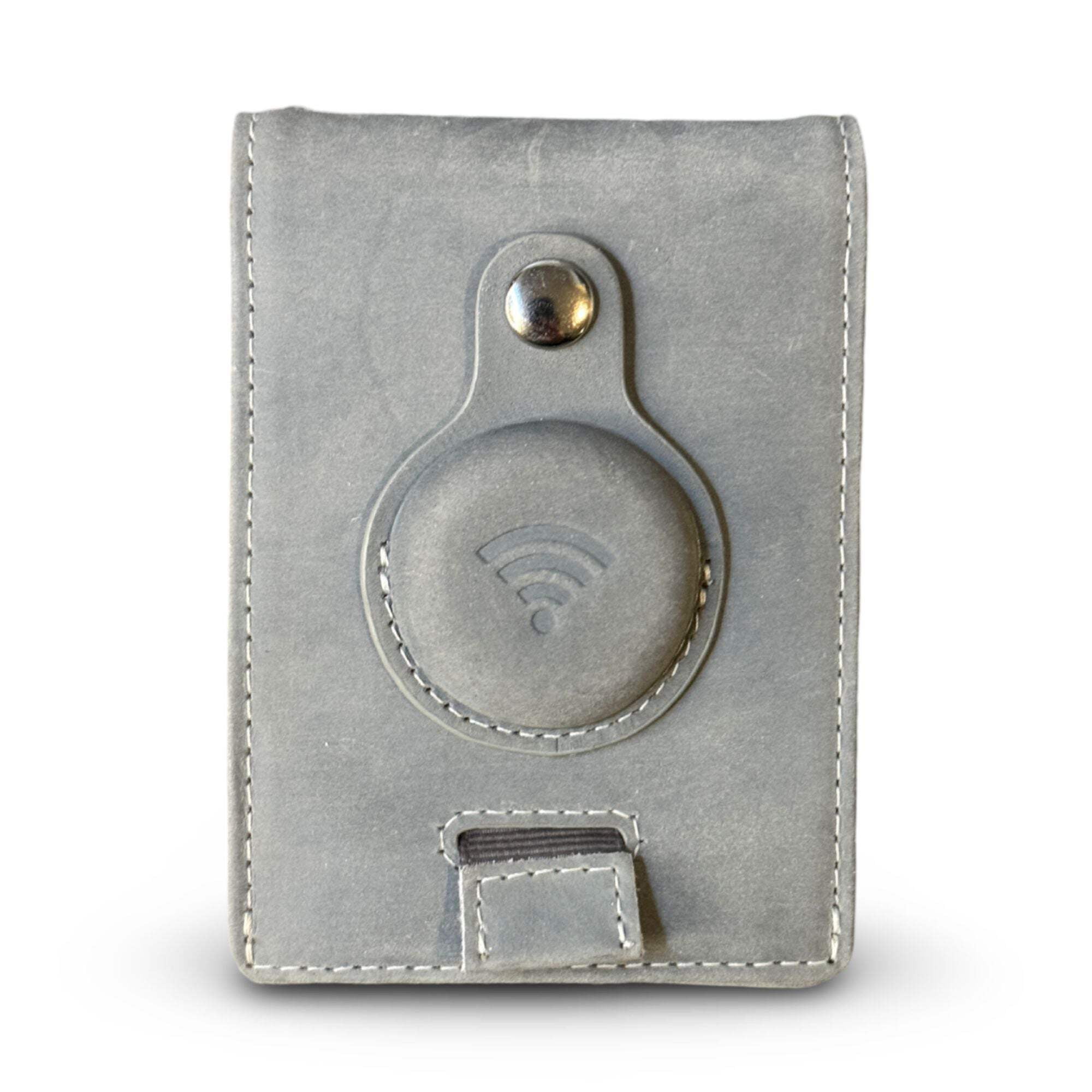 Full Grain Leather AirTag Wallet and Moto Tag Wallet (Grey) - Walmart.com