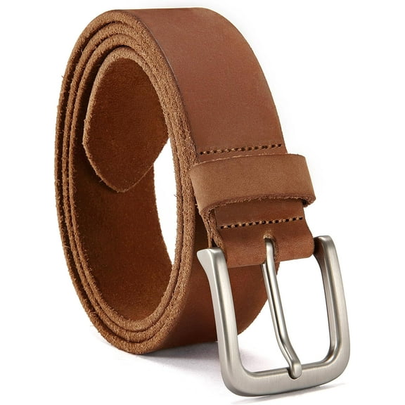 Full Grain Leather Belt for Men, Work Belts for Men Heavy Duty, Daily Wear for Jeans Pants-Light Brown40