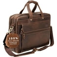 thumbnail image 1 of Full Grain Leather Briefcase for Men, Handcrafted, Fits 15.6" Laptop - Dark Brown, 1 of 7