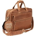 thumbnail image 1 of Full Grain Leather Briefcase for Men, Handcrafted, Fits 15.6" Laptop - Light Brown, 1 of 7