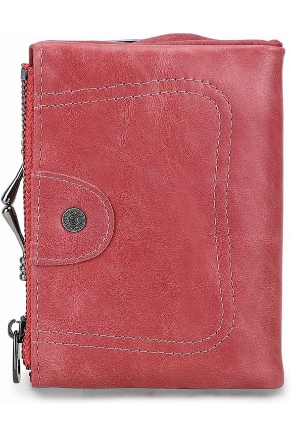 Full Grain Leather Kiss Lock Wallet for Women Kiss Clasp Coin Purse Vintage Small RFID Bifold Wallet (Blue)