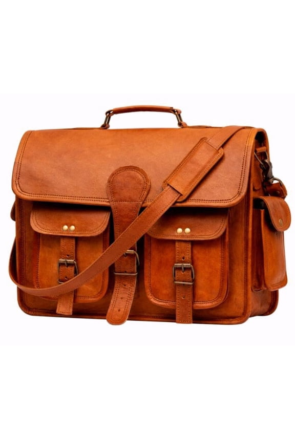 Full Grain Leather Messenger Bag for Men & Women 16 Inch Laptop Bag, Handmade Vintage Leather Shoulder Briefcase Crossbody Satchel for Office, Business, Travel & College