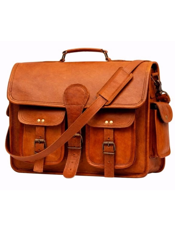 Full Grain Leather Laptop Messenger Bag For Men and Women | Handmade Vintage Shoulder Briefcase, Crossbody Satchel For Work, Travel & Casual Use