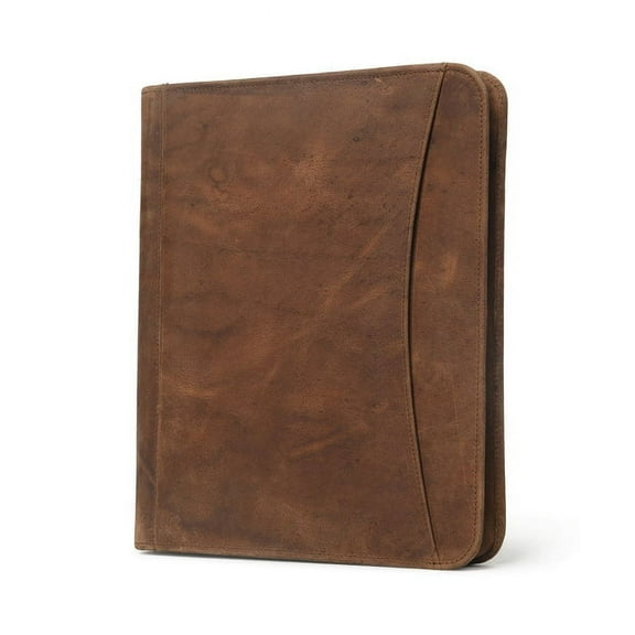 Full Grain Leather Portfolio Business Document Zipper Organizer Professional for Men and Women