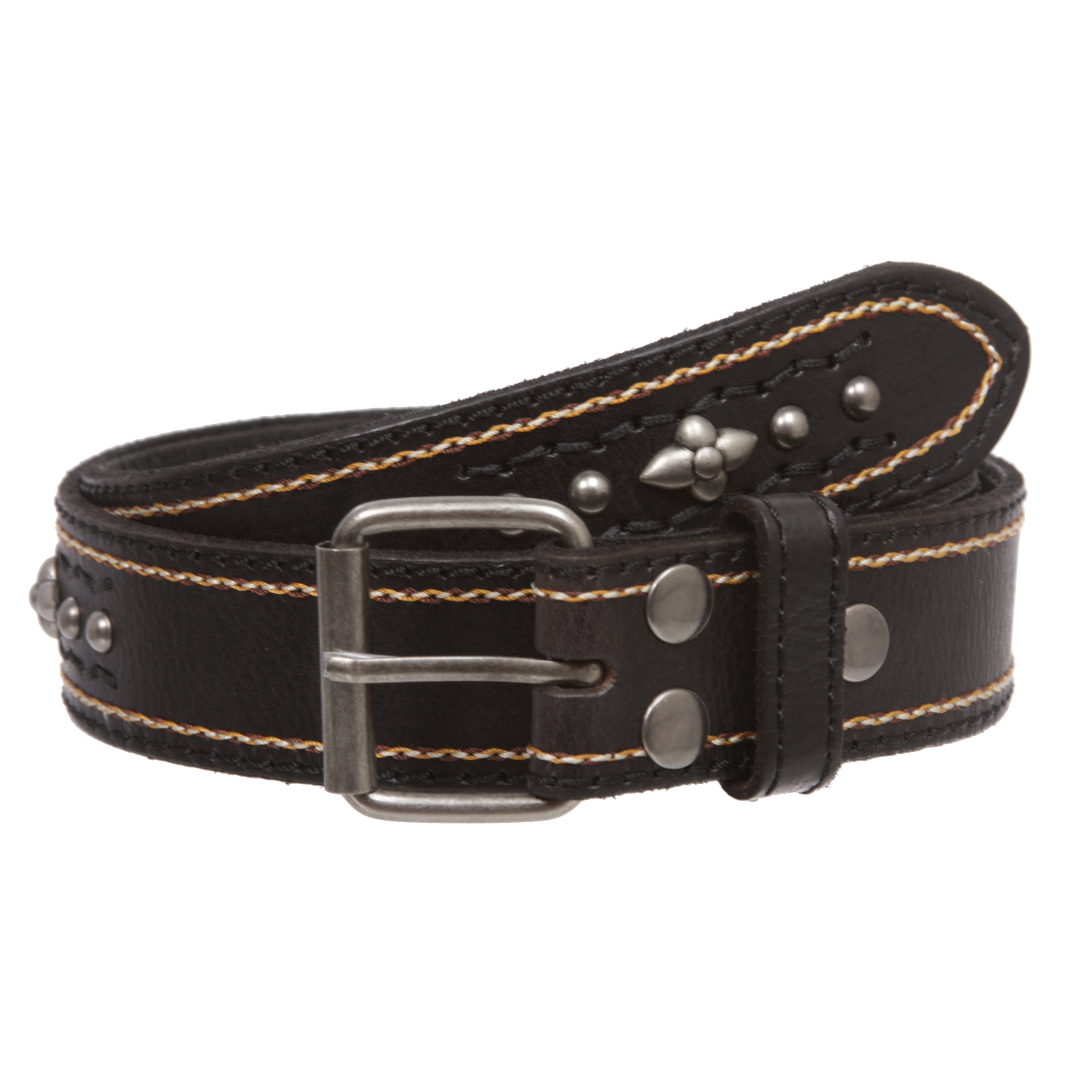 Full Grain Leather Studded Roller Buckle Belt – 1.5 display picture 1