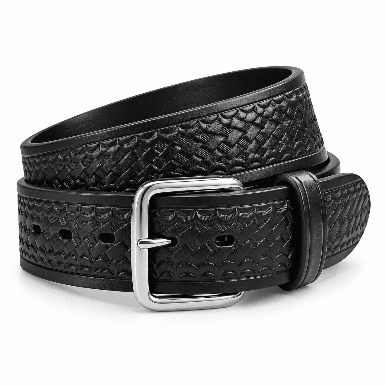 Full Grain Leather Utility Work Belt, 1-3/4 Inch Wide, Basketweave ...