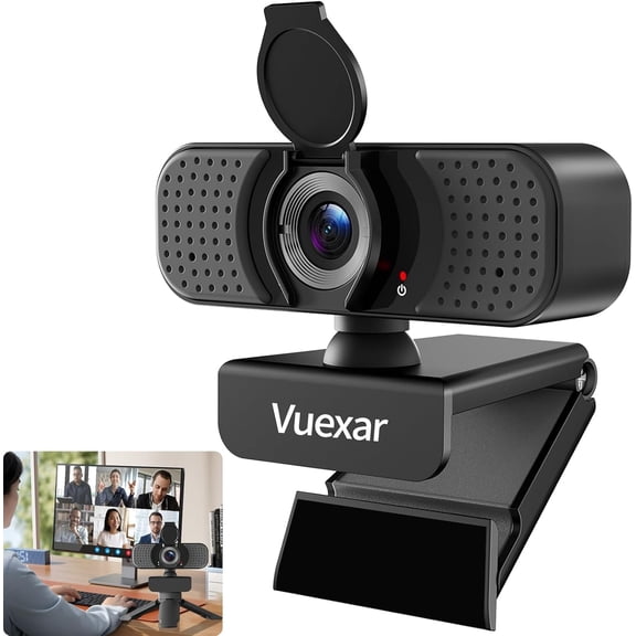 Full HD 1080P Webcam with Microphone, Noise-Canceling, Privacy Cover, Wide-Angle Lens, Auto Light Correction, Plug & Play USB Web Camera for Laptop, Desktop, PC, Mac, Zoom, Skype Pro Series