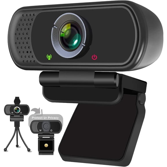 Full HD 1080P Webcam with Privacy Shutter and Tripod, Pro Streaming Web Camera with Microphone, Widescreen USB Computer Camera for Laptop Desktop Mac